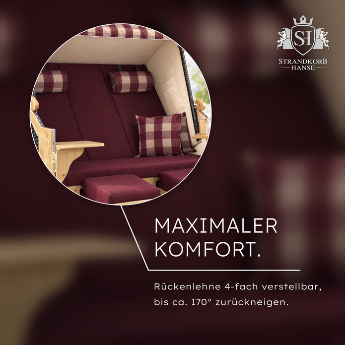 Ostsee ROYAL XXL Schwarz Rot – Maximaler Komfort: Rückenlehne 4-fach verstellbar bis ca. 170°