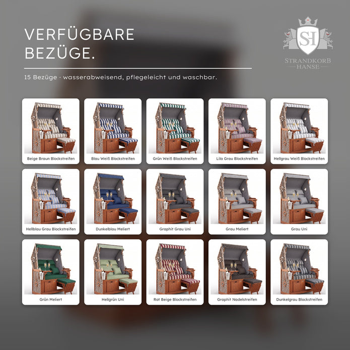 Strandkorb Nordsee Komfort – Verfügbare Bezüge