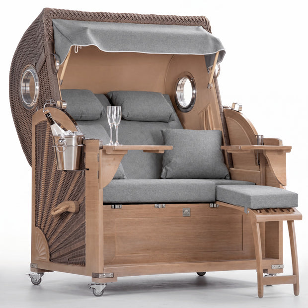 Strandkorb Koloss Teak – Grau Meliert