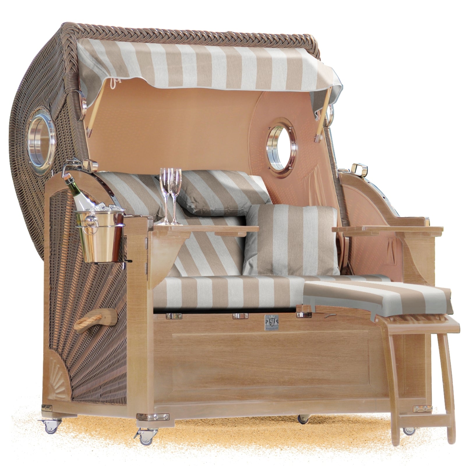 Beige Weiß Blockstreifen