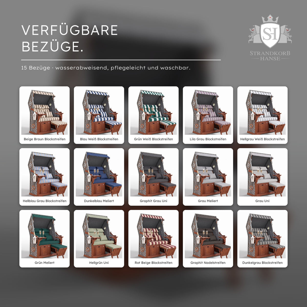 Strandkorb Ostsee Komfort – Verfügbare Bezüge