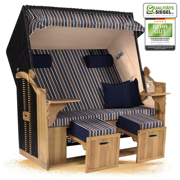 Strandkorb Ostsee ROYAL XXL Schwarz Blau