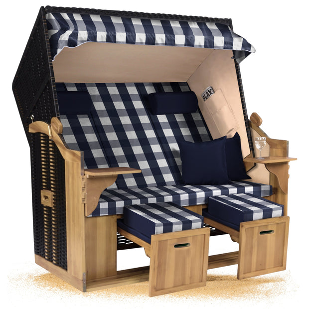 Strandkorb Ostsee ROYAL XXL Schwarz Blau