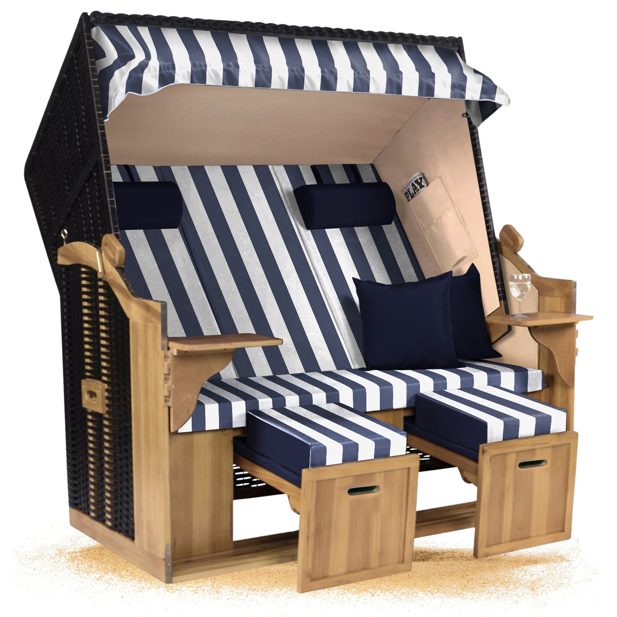 Strandkorb Ostsee ROYAL XXL Schwarz Blau