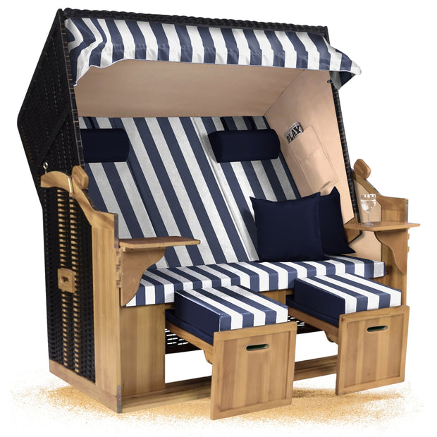 Strandkorb Ostsee ROYAL XXL Schwarz Blau