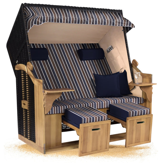 Strandkorb Ostsee ROYAL XXL Schwarz Blau