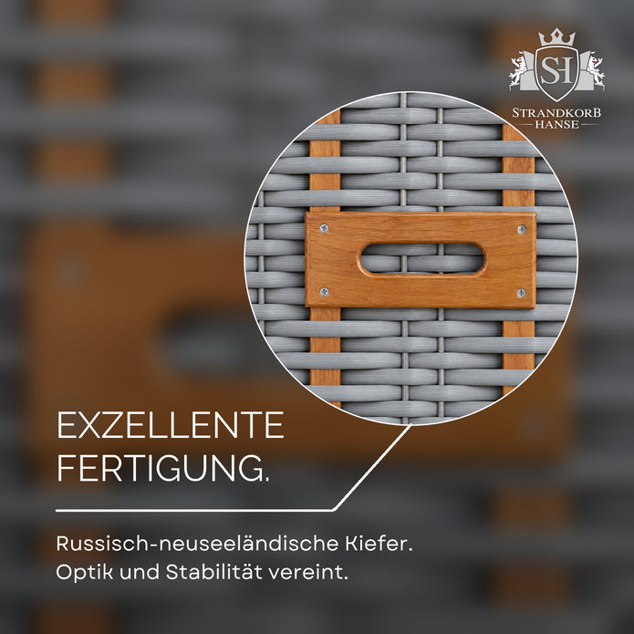 Ostsee Klassik: Polyrattan-Geflecht und Kiefernholz in exzellenter Fertigung