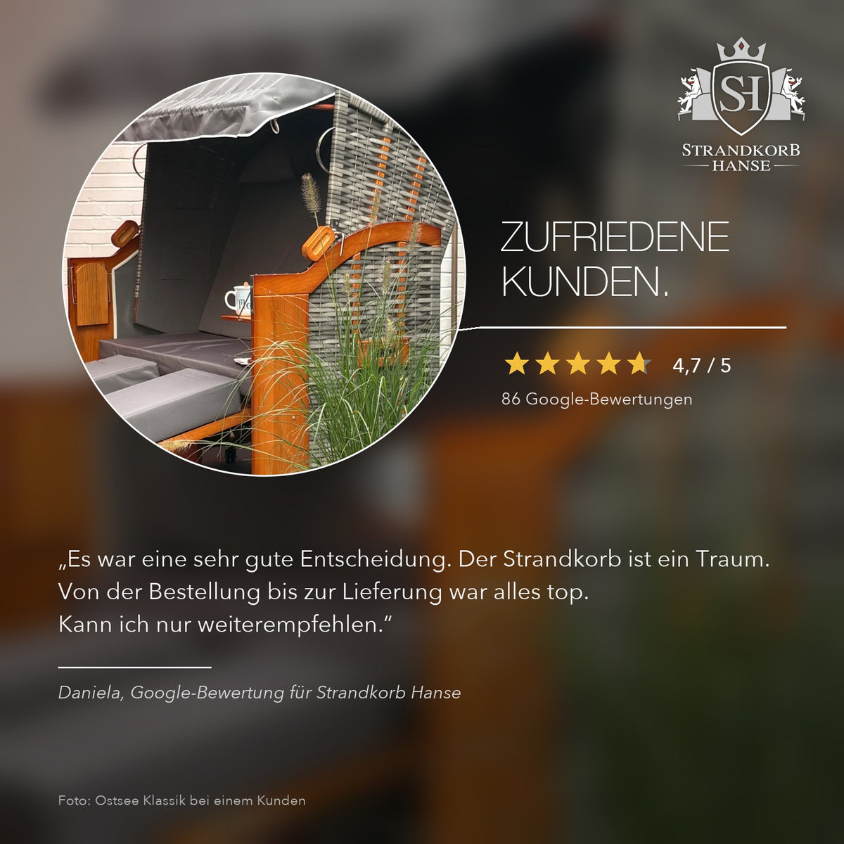 Strandkorb Hanse Kundenbewertung und Kundenfoto Ostsee Klassik